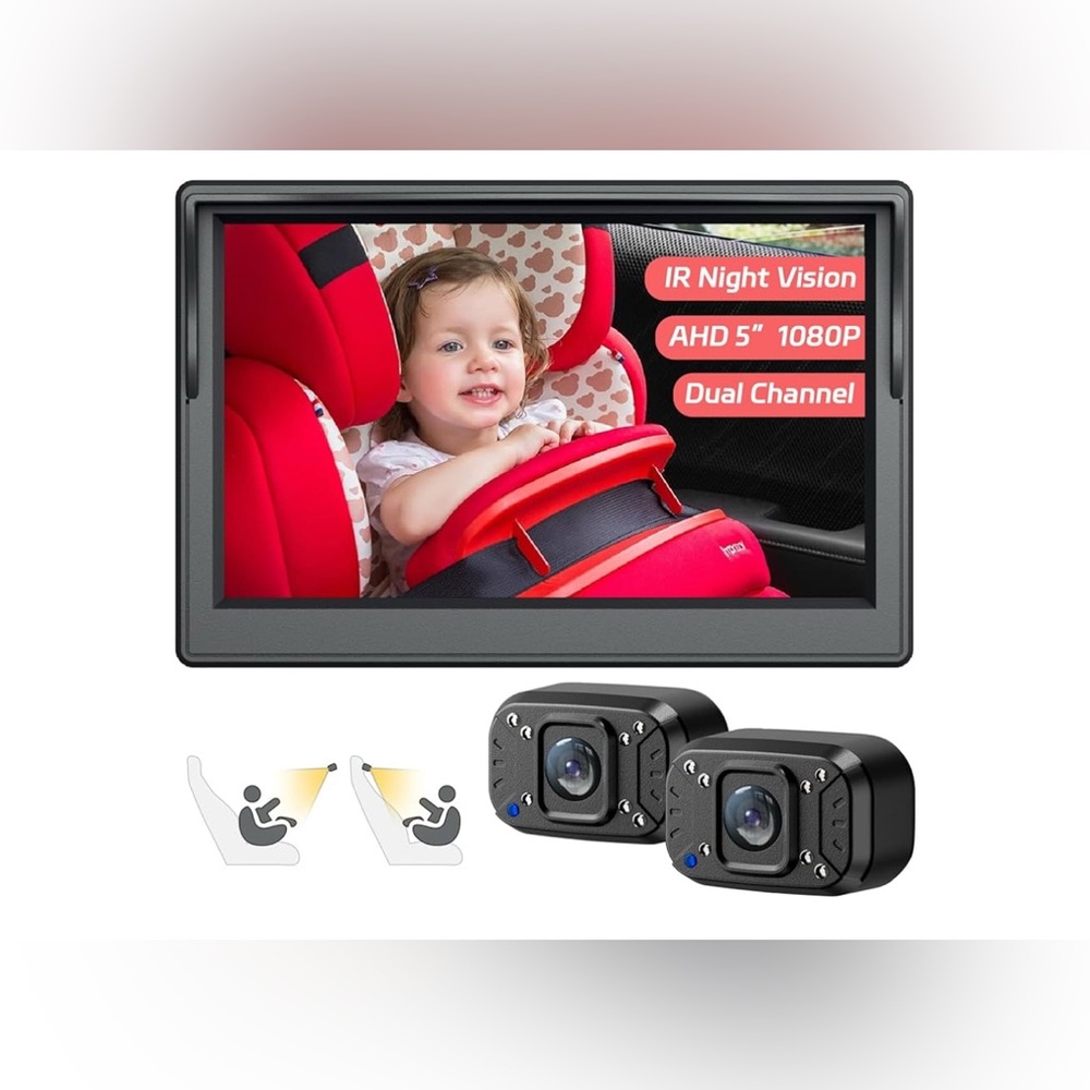 Itomoro Baby Car Camera Dual Channel 5” Display 2 IRNightVisionCamera1080PACZ403